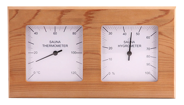 Bastutermometer hygrometer kvadrat ceder - Bastutillbehör