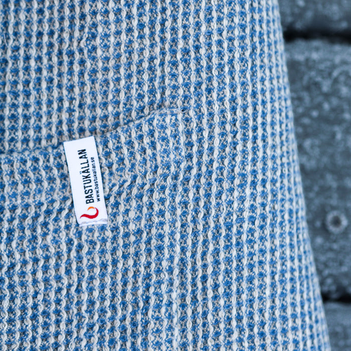 Våfflad Bastukilt Herr Blå 70 cm, 100% linne - Bastutillbehör