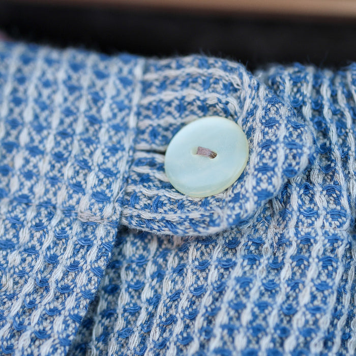 Våfflad Bastukilt Herr Blå 70 cm, 100% linne - Bastutillbehör