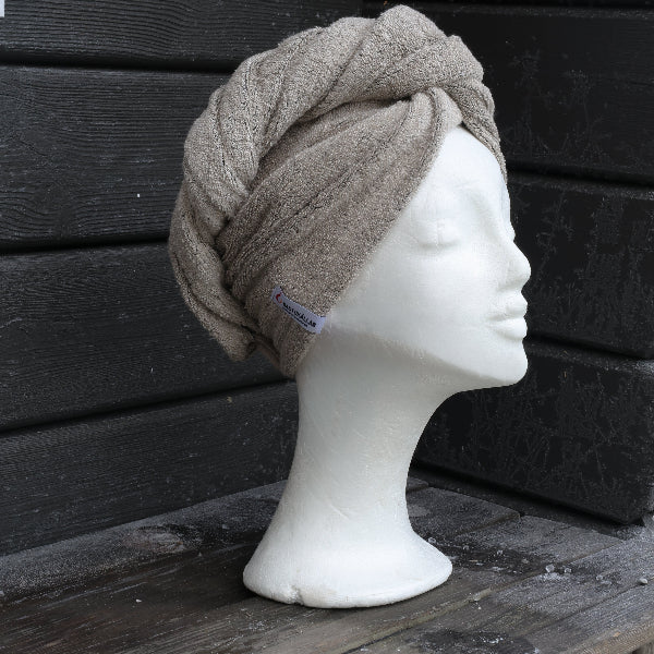 Hårturban linfrotté, naturfärgad - Bastutillbehör