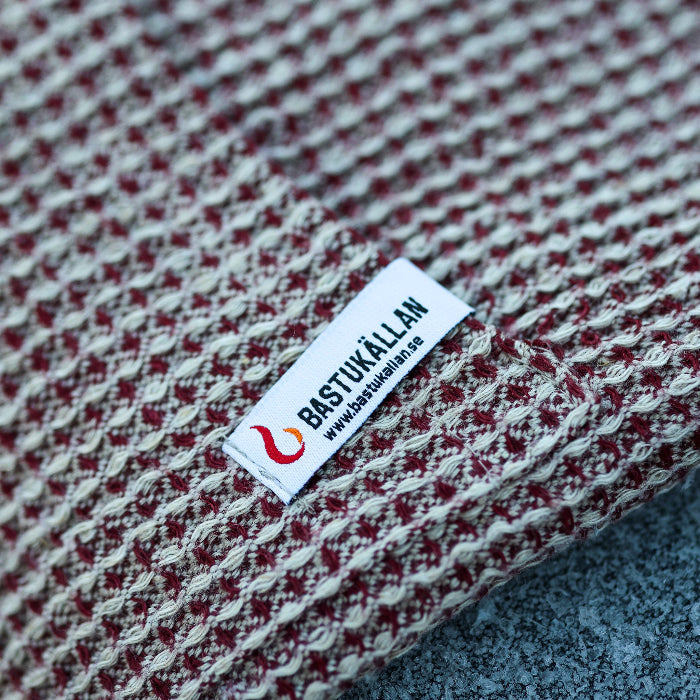 Våfflad Bastukilt Herr Vinröd 70 cm, 100% linne - Bastutillbehör