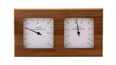 Bastutermometer hygrometer kvadrat ceder