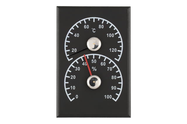 Svart termometer och hygrometer - Bastutillbehör