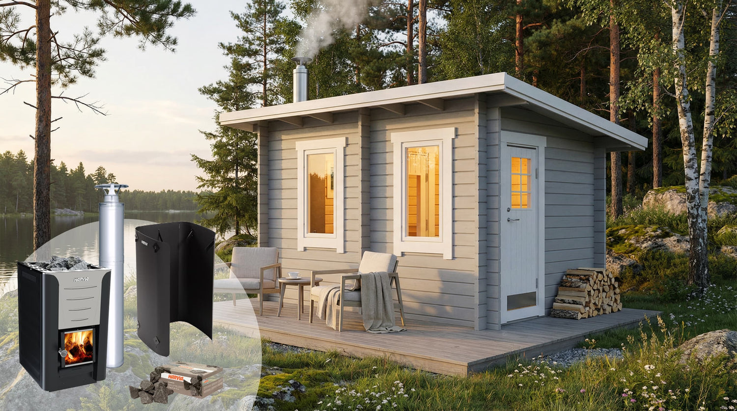 Bastupaket Bergön Funkis 8 kvm & Harvia 20 Pro