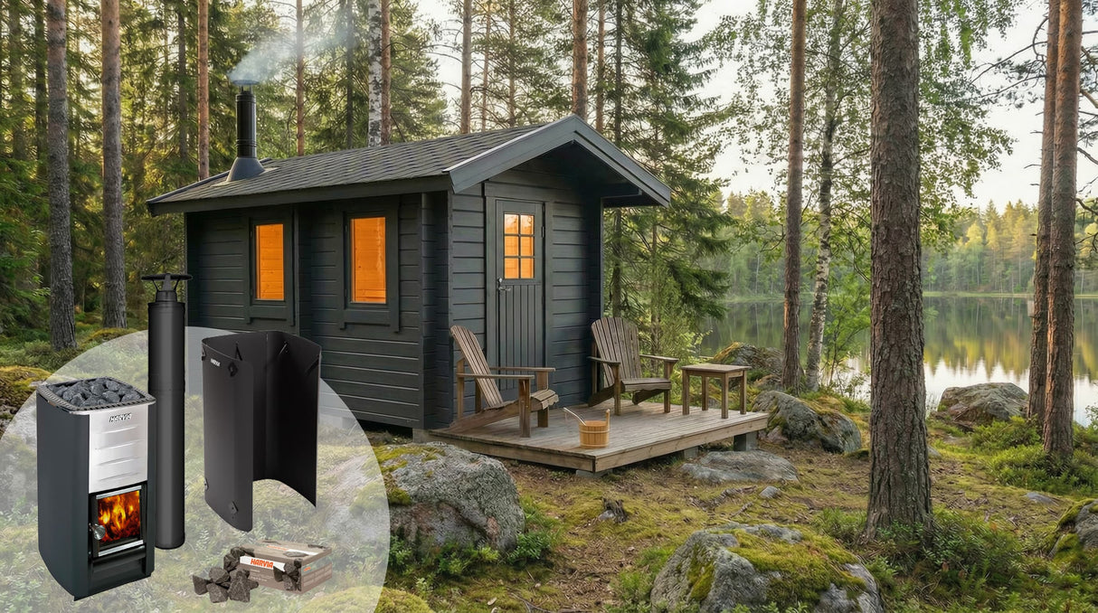 Bastupaket Brändön BL 8 kvm & Harvia M3 Premiumpaket Svartskorsten - Bastutillbehör