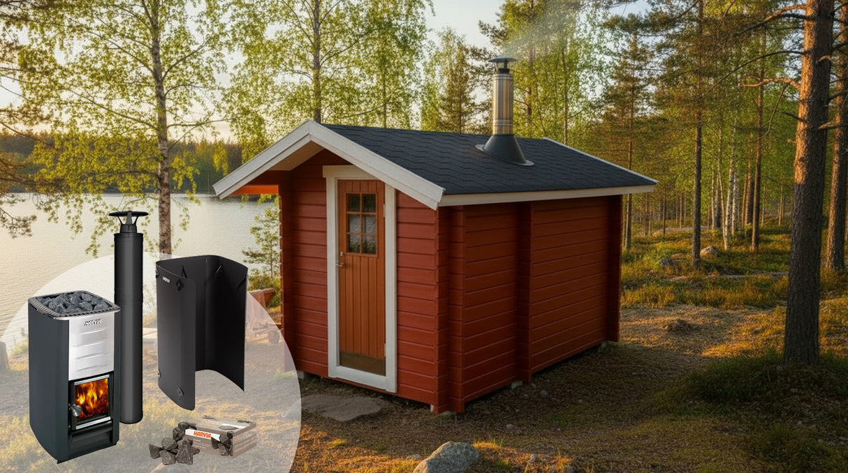 Bastupaket Getskär 6,5 kvm & Harvia M3 Premiumpaket Svartskorsten - Bastutillbehör