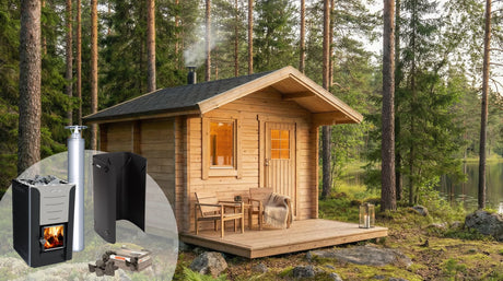 Bastupaket Bastustuga Småskär 9,9 kvm Harvia 20 Pro Premiumpaket Rostfriskorsten - Bastutillbehör