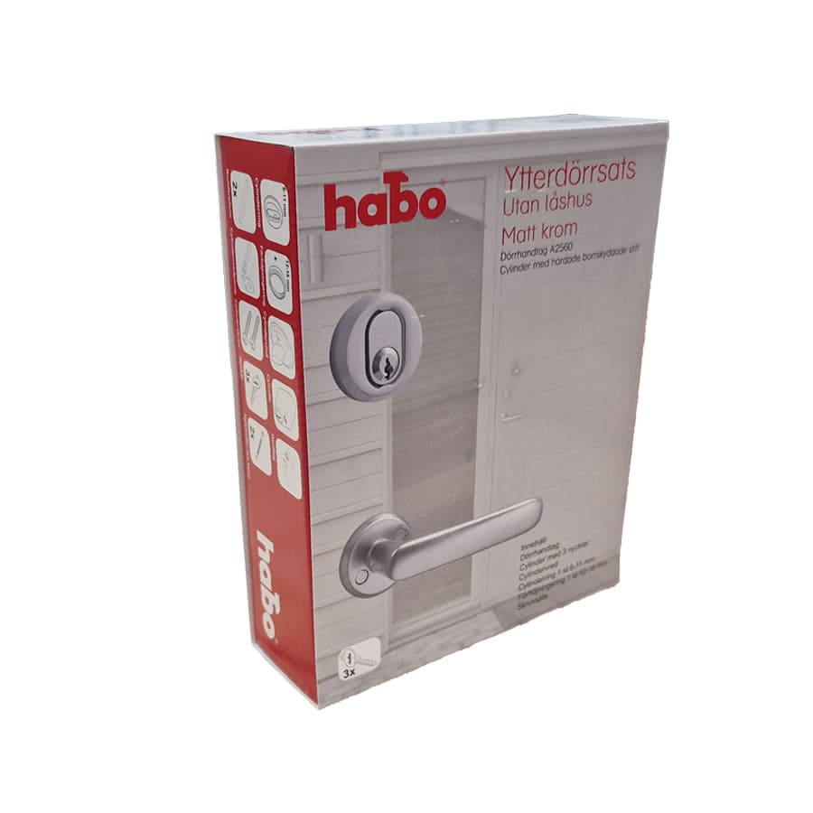 Dörrhandtag inkl. lås och 3 nycklar - Bastutillbehör