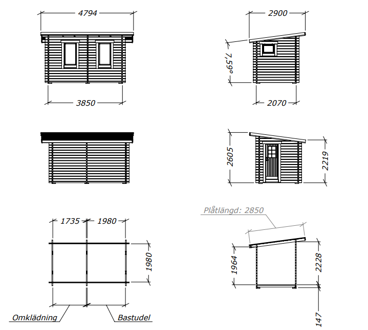 Bastupaket Bergön Funkis 8 kvm & Harvia 20 Pro