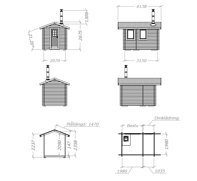Bastupaket Vargön BL 6,5 kvm & Harvia M3