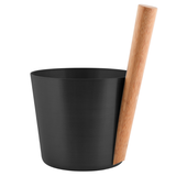 Bastustäva svart i aluminium med bambuhandtag – Rento - Bastutillbehör