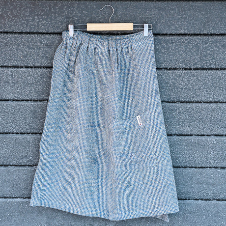 Våfflad Bastukilt Herr Blå 70 cm, 100% linne - Bastutillbehör