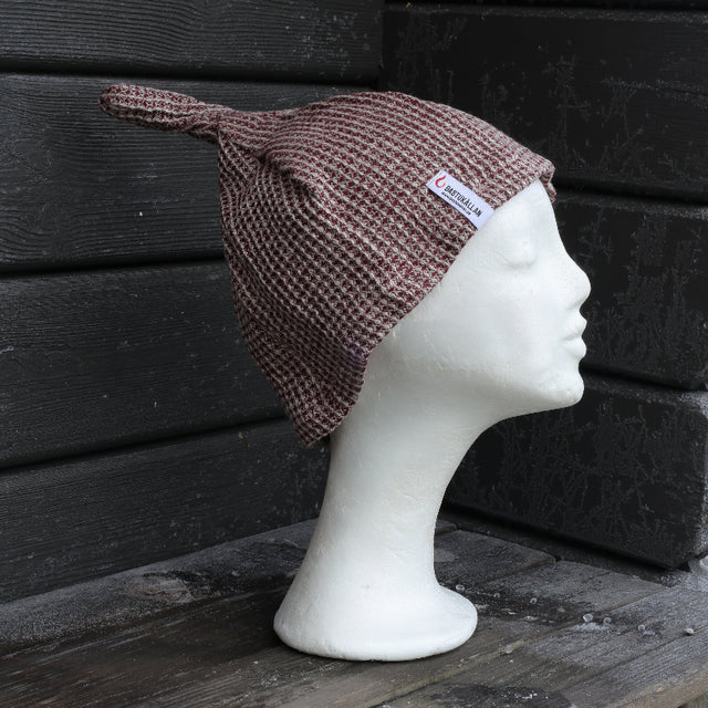 Bastumössa i linne, vinröd våfflad - Bastutillbehör
