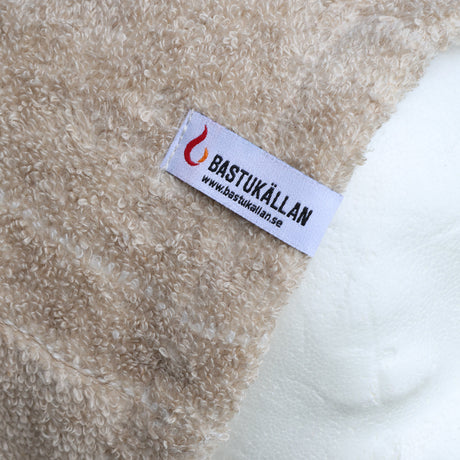 Bastumössa i linfrotté, beige randig