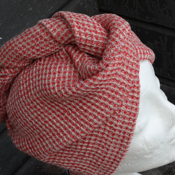 Hårturban i linne, röd våfflad - Bastutillbehör