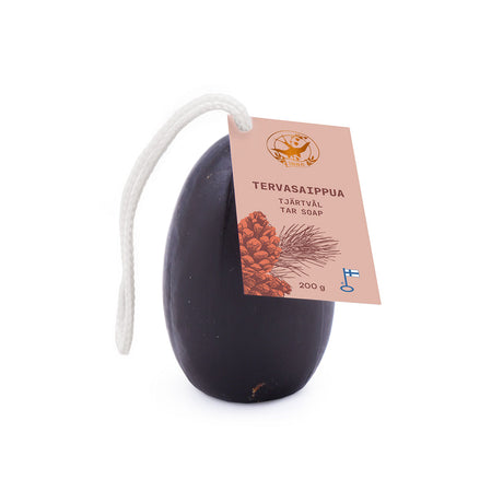 Tjärtvål med snöre - Bastutillbehör