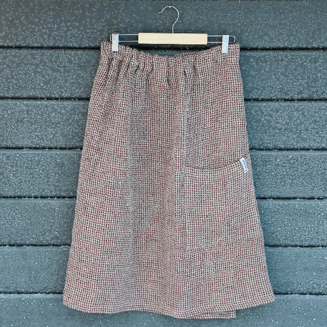 Våfflad Bastukilt Herr Vinröd 70 cm, 100% linne - Bastutillbehör